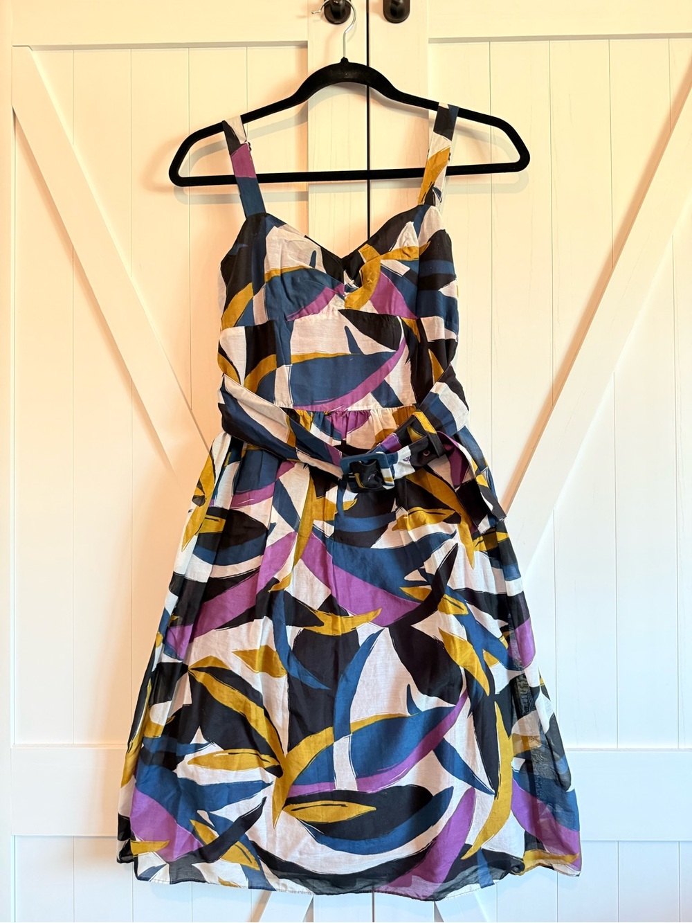 Alfani Sleeveless Midi Dress in Purple, Mustard & Navy
